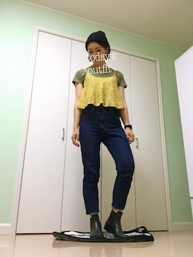 「FREE'S MART（フリーズマート）のアイテム（ニットキャップ/ビーニー）」を使った、minamiさん（レディース・163cm）の夏コーディネート