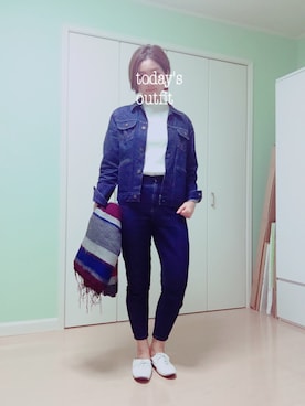 「フェザー」｜「アイテム（デニムジャケット）」を使った、minamiさん（レディース・163cm）の秋コーディネート