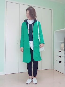 「MOUSSY（マウジー）のアイテム（ノーカラージャケット）」を使った、minamiさん（レディース・163cm）の冬コーディネート
