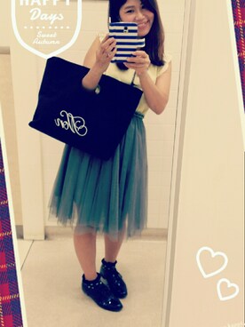 「one after another NICE CLAUP（ワンアフターアナザーナイスクラップ）の【ナイスクラップ】刺繍ロゴBAG（ハンドバッグ、ブラック系）」を使った、nonno。さん（レディース・154cm）の秋コーディネート