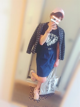 「コクーンスカート」｜「アイテム（帽子）」を使った、machiさん（レディース・155cm）の春コーディネート