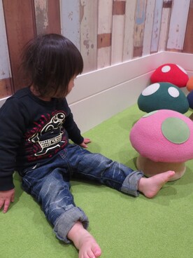 「abcd（ナシ）のアイテム（パーカー、ブラック系）」を使った、popuuuさん（レディース・163cm）の冬コーディネート