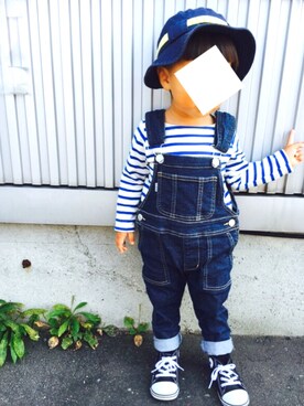 「旅行」｜「アイテム（サロペット/オーバーオール）」を使った、sou..さん（キッズ・90cm）の秋コーディネート
