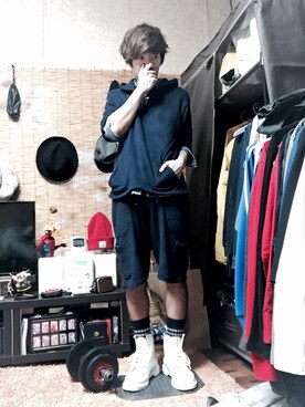 「くつした」｜「アイテム（ブーツ）」を使った、SNTRSさん（メンズ・168cm）の春コーディネート