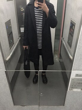 「A.P.C.」｜「アイテム（チェスターコート）」を使った、ReallyNemuiさん（メンズ・174cm）の冬コーディネート