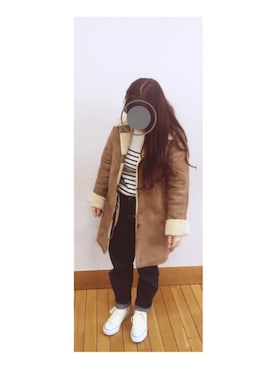 「Crisp（クリスプ）のアイテム（ムートンコート）」を使った、aさん（レディース・148cm）の冬コーディネート