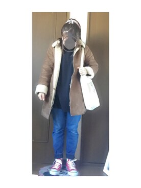 「Crisp（クリスプ）のアイテム（ムートンコート）」を使った、aさん（レディース・148cm）の冬コーディネート