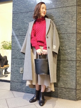 「relume」｜「アイテム（チェスターコート）」を使った、relume  名古屋店　スタッフさん（レディース・158cm）の秋コーディネート