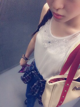 「Abercrombie&Fitch（アバークロンビーアンドフィッチ）のアイテム（タンクトップ）」を使った、すずきみくさん（レディース・165cm）の秋コーディネート