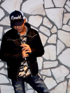 「DOWBL（ダブル）のアイテム（ブルゾン）」を使った、DOWBL-Fumiyaさん（メンズ・174cm）の冬コーディネート