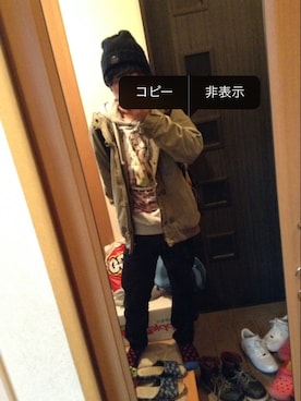 「アイテム（ミリタリージャケット）」を使った、うっちーさん（メンズ・163cm・10代）の冬コーディネート