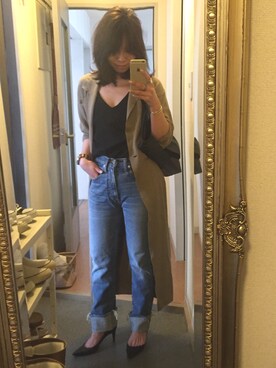 「キャミソール」｜「アイテム（チェスターコート）」を使った、yayoiさん（レディース・155cm）の春コーディネート
