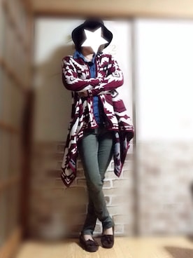 「H&M（エイチ・アンド・エム）のアイテム（ポンチョ）」を使った、｡:°♡*Habaruhi*♡°:。さん（レディース・165cm）の冬コーディネート
