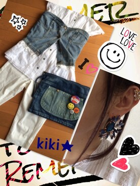 「ジャパンブルー」｜「アイテム（その他トップス）」を使った、kikiさん（レディース・155cm）の夏コーディネート