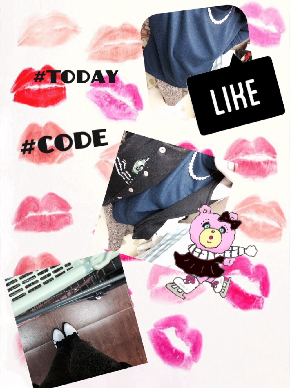 「Honeys、code、アクセサリー、パールネックレス、ブルー、パンツ、パンツスタイル」｜「Honeysのアイテム（Tシャツ/カットソー、ブルー系）」を使った、KIRA✡さん（レディース・147cm）の冬コーディネートの1枚目の写真