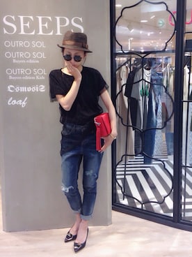 「アイテム（クラッチバッグ）」を使った、YUKINObySEEPS仙台フォーラスさん（レディース・157cm・20代）の夏コーディネート