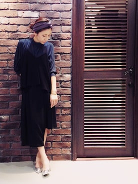 「アイテム（キャミソール、ブラック系）」を使った、YUKINObySEEPS仙台フォーラスさん（レディース・157cm）の秋コーディネート