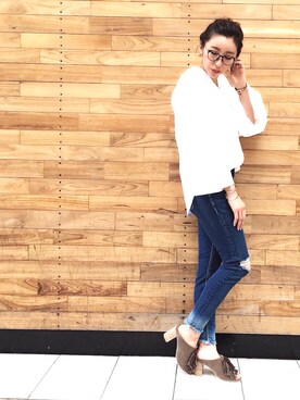 「OUTRO SOL（アウトロ ソル）のアイテム」を使った、YUKINObySEEPS仙台フォーラスさん（レディース・157cm）の春コーディネート