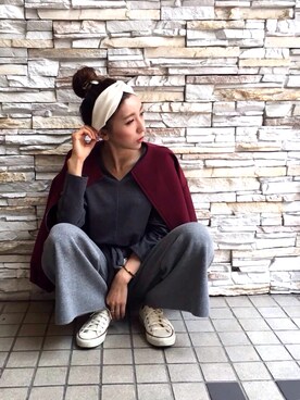 「OSMOSIS（オズモーシス）のアイテム（ブルゾン）」を使った、YUKINObySEEPS仙台フォーラスさん（レディース・157cm）の秋コーディネート