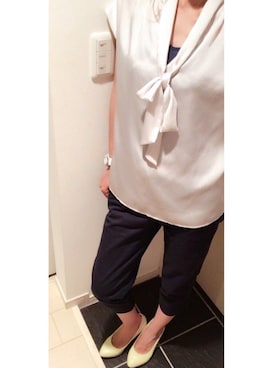 「ボウタイブラウス」｜たゆさん（レディース・158cm）の夏コーディネート