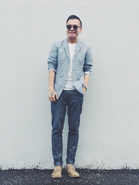 「TOPMAN（トップマン）のアイテム（その他シューズ）」を使った、Kevin Chong さん（メンズ・168cm）の春コーディネート