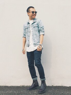 「TOPMAN（トップマン）のアイテム（デニムジャケット）」を使った、Kevin Chong さん（メンズ・168cm）の夏コーディネート