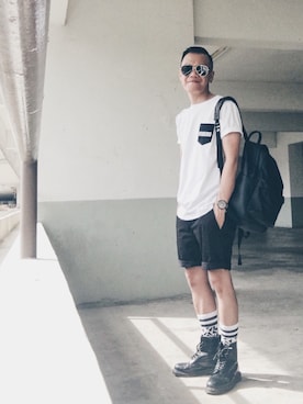 「PULL&BEAR（プルアンドベア）のアイテム（バッグ）」を使った、Kevin Chong さん（メンズ・168cm）の冬コーディネート