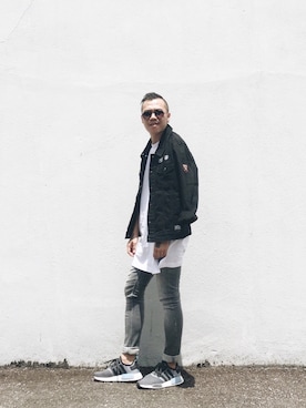 「TOPMAN（トップマン）のアイテム（デニムジャケット）」を使った、Kevin Chong さん（メンズ・168cm）の秋コーディネート