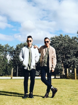 「TOPMAN（トップマン）のアイテム（ダウンジャケット/コート）」を使った、Kevin Chong さん（メンズ・168cm）の秋コーディネート