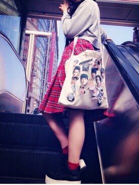 「WEGO（ウィゴー）のアイテム（エコバッグ/サブバッグ、ベージュ系）」を使った、 MINさん（レディース・164cm）の夏コーディネート