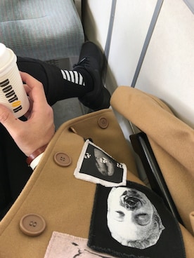 「MISBHV（ミスビヘイブ）のアイテム（チェスターコート）」を使った、sh9さん（メンズ・169cm）の秋コーディネート