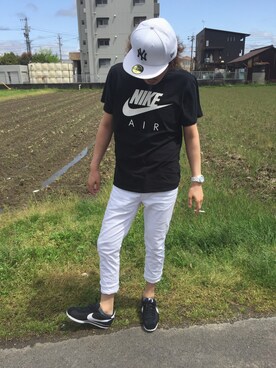 「NIKE（ナイキ）のアイテム（Tシャツ/カットソー、ブラック系）」を使った、まあああくんさん（メンズ・180cm）の春コーディネート