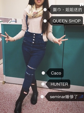 「アイテム（つなぎ/オールインワン）」を使った、林婉婷さん（レディース・158cm）の冬コーディネート