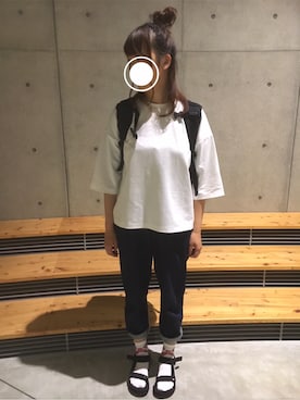 「X-girl（エックスガール）のOUTDOOR BACKPACK（バックパック/リュック）」を使った、hanakoさん（レディース・158cm）の春コーディネート