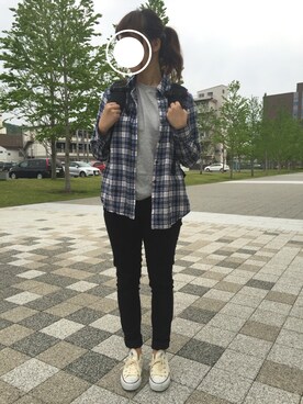 「X-girl（エックスガール）のOUTDOOR BACKPACK（バックパック/リュック）」を使った、hanakoさん（レディース・158cm）の春コーディネート