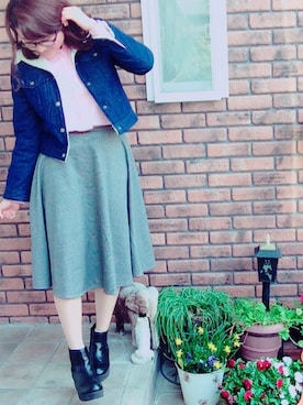 「ラルフローレンシャツ」｜「アイテム（ジャケット/アウター）」を使った、横田萌音さん（レディース・165cm）の春コーディネート