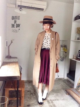 「ウエストイン」｜「アイテム（トレンチコート）」を使った、sanさん（レディース・155cm）の秋コーディネート