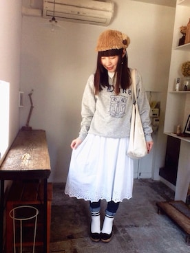 「スウェット×シャツ」｜sanさん（レディース・155cm）の冬コーディネート