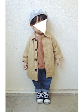 「kids」｜「アイテム（ステンカラーコート）」を使った、hrtoooさん（キッズ・90cm）の秋コーディネート
