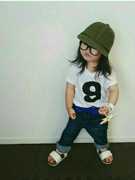 「OSHKOSH（オシュコシュ）のアイテム（デニムパンツ）」を使った、urakotoさん（キッズ・90cm）の夏コーディネート