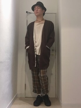 「アイテム（その他トップス、ブラウン系）」を使った、げんきさん（メンズ・177cm）の秋コーディネート