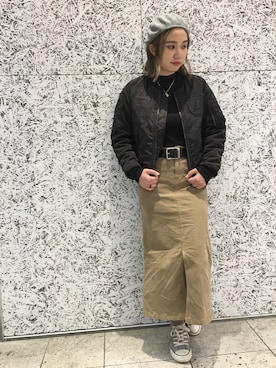 「AVIREX（アヴィレックス）のアイテム（ハンチング/ベレー帽）」を使った、yurika   muroiさん（レディース・164cm）の秋コーディネート