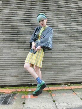 「stripes」｜「アイテム（ノーカラージャケット）」を使った、WEDNESDAYさん（レディース・163cm）の夏コーディネート