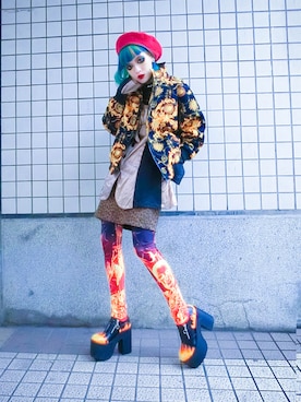 「UNIF」｜「アイテム（ダウンジャケット/コート）」を使った、WEDNESDAYさん（レディース・163cm）の春コーディネート