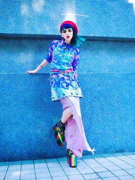 「UNIF（ユニフ）のアイテム（トップス）」を使った、WEDNESDAYさん（レディース・163cm）の夏コーディネート