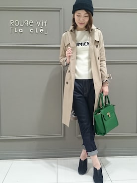 「Rouge vif（ルージュヴィフ）のアイテム（トレンチコート）」を使った、Honami Inoueさん（レディース・168cm）の冬コーディネート