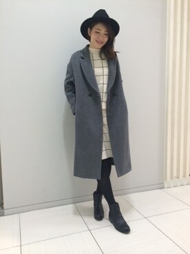 「Rouge vif（ルージュヴィフ）のアイテム（チェスターコート）」を使った、Honami Inoueさん（レディース・168cm）の秋コーディネート