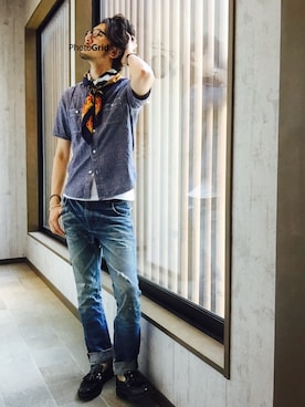 「ダンガリーシャツ」｜「アイテム（その他）」を使った、平さん（メンズ・175cm）の夏コーディネート