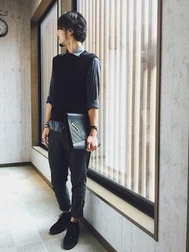 「JACOB JENSEN（ヤコブイェンセン）のアイテム」を使った、平さん（メンズ・175cm）の夏コーディネート