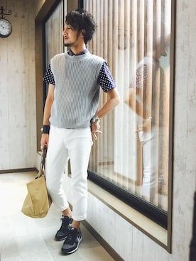 「ADAM ET ROPE'（アダムエロペ）のアイテム（アクセサリー）」を使った、平さん（メンズ・175cm）の秋コーディネート
